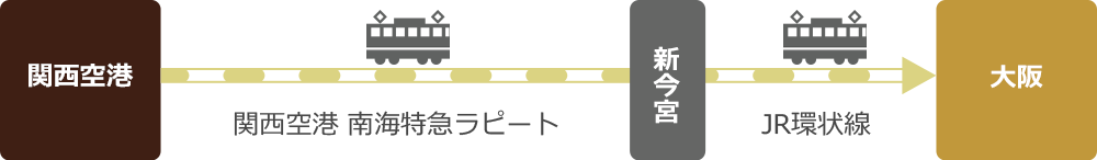 関西空港　南海特急ラピート　新今宮　JR環状線　大阪